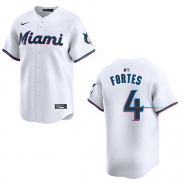 Marlins #4 Nick Fortes White Stitched Jersey