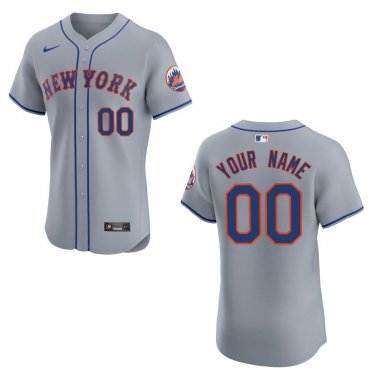 Mets #00 Custom Name And Number Gray Stitched Jersey
