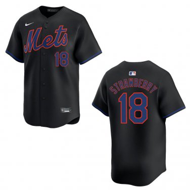 Mets #18 Darryl Strawberry Black Stitched Jersey