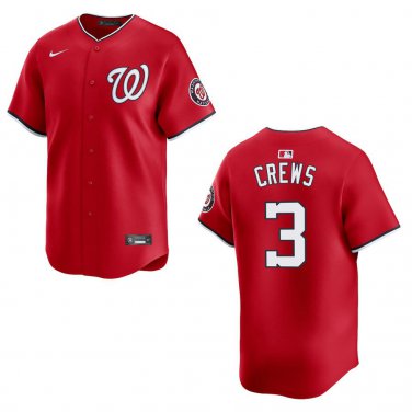 Nationals #3 Dylan Crews Red Stitched Jersey