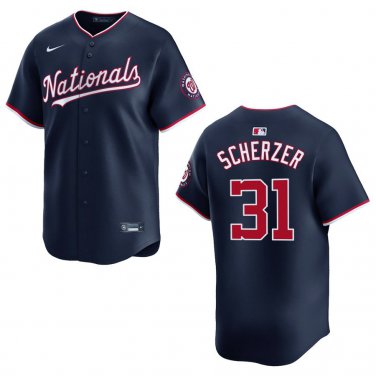 Nationals #31 Max Scherzer Navy Stitched Jersey
