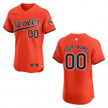 Orioles #00 Custom Name And Number Orange Stitched Jersey