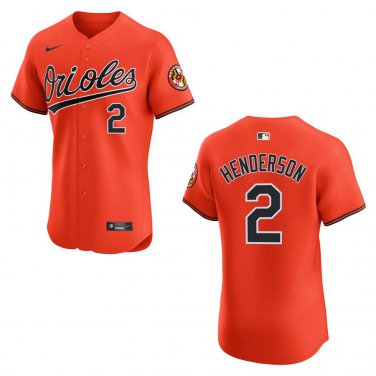 Orioles #2 Gunnar Henderson Orange Stitched Jersey