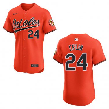 Orioles #24 Zach Eflin Orange Stitched Jersey