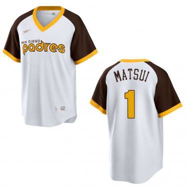 Padres #1 Yuki Matsui White Throwback Stitched Jersey