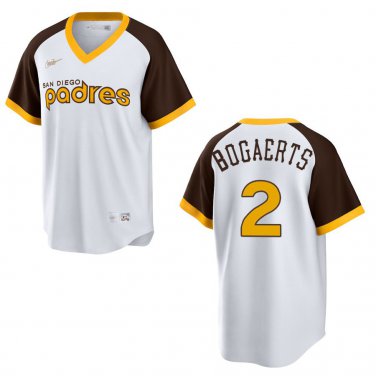 Padres #2 Xander Bogaerts White Throwback Stitched Jersey