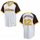 Padres #12 Luis Campusano White Throwback Stitched Jersey