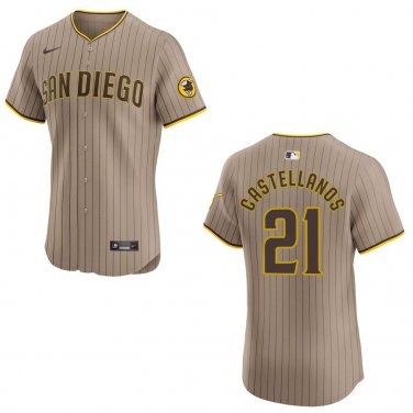 Padres #21 Nick Castellanos Stripe Brown Stitched Jersey