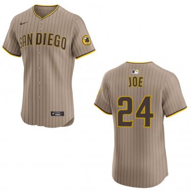 Padres #24 Connor Joe Stripe Brown Stitched Jersey