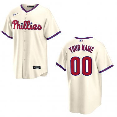 Phillies #00 Custom Name And Number Cream Stitched Jersey