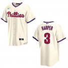 Phillies #3 Bryce Harper Cream Stitched Jersey