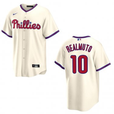 Phillies #10 J.T. Realmuto Cream Stitched Jersey