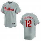 Phillies #12 Kyle Schwarber Gray Stitched Jersey