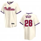 Phillies #26 Chase Utley Cream Stitched Jersey