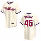 Phillies #45 Zack Wheeler Cream Stitched Jersey