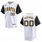 Pirates #00 Custom Name And Number White Throwback Stitched Jersey