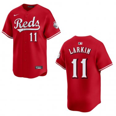 Reds #11 Barry Larkin Red Stitched Jersey