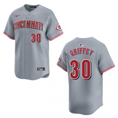 Reds #30 Ken Griffey Jr. Gray Stitched Jersey