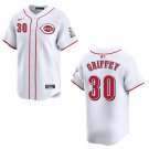 Reds #30 Ken Griffey Jr. White Stitched Jersey