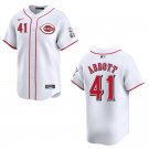 Reds #41 Andrew Abbott White Stitched Jersey