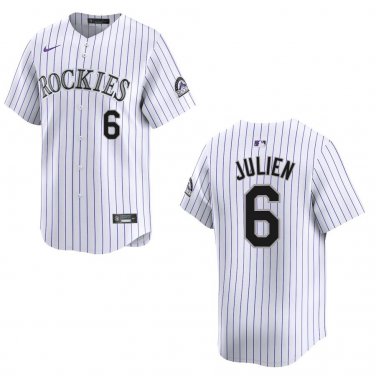 Rockies #6 Edouard Julien White Stitched Jersey