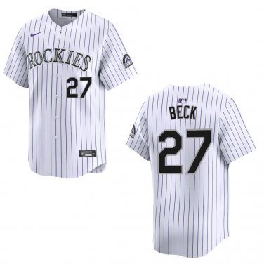 Rockies #27 Jordan Beck White Stitched Jersey