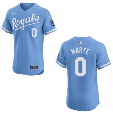 Royals #0 Starling Marte Light Blue Stitched Jersey