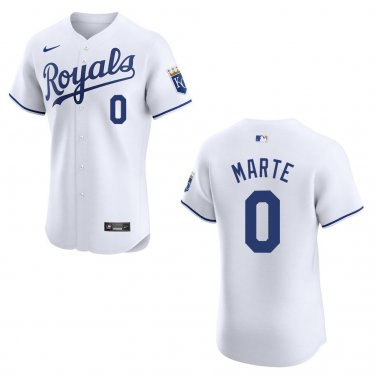 Royals #0 Starling Marte White Stitched Jersey
