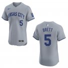 Royals #5 George Brett Gray Stitched Jersey