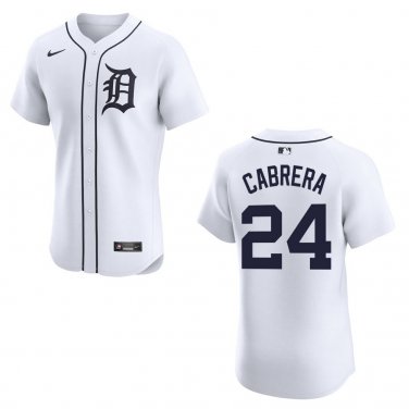 Tigers #24 Miguel Cabrera White Stitched Jersey