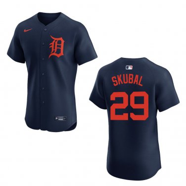 Tigers #29 Tarik Skubal Navy Stitched Jersey