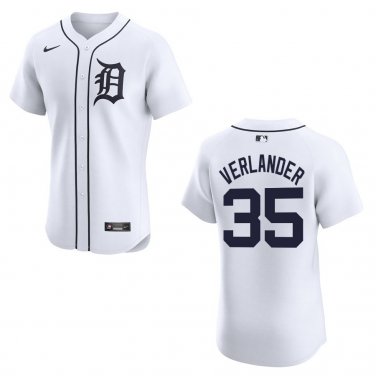 Tigers #35 Justin Verlander White Stitched Jersey