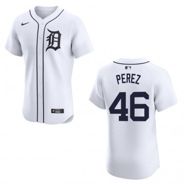 Tigers #46 Wenceel Perez White Stitched Jersey