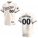 Twins #00 Custom Name And Number Cream Stitched Jersey