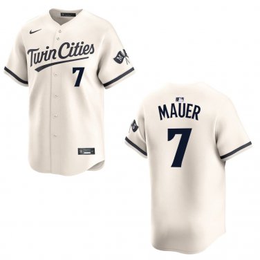 Twins #7 Joe Mauer Cream Stitched Jersey