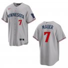 Twins #7 Joe Mauer Gray Stitched Jersey