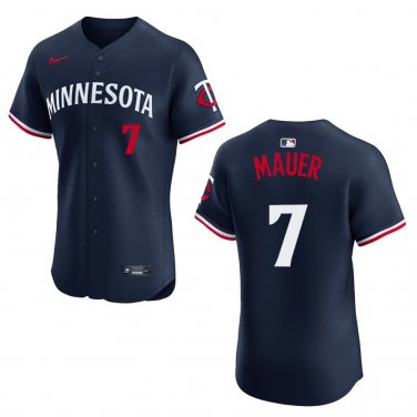 Twins #7 Joe Mauer Navy Stitched Jersey