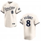 Twins #8 Christian Vazquez Cream Stitched Jersey