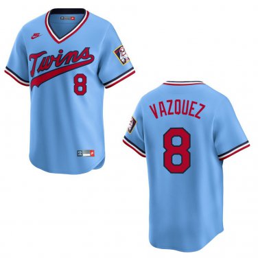 Twins #8 Christian Vazquez Light Blue Throwback Stitched Jersey