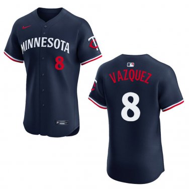 Twins #8 Christian Vazquez Navy Stitched Jersey