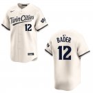 Twins #12 Harrison Bader Cream Stitched Jersey
