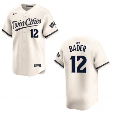 Twins #12 Harrison Bader Cream Stitched Jersey
