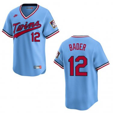 Twins #12 Harrison Bader Light Blue Throwback Stitched Jersey