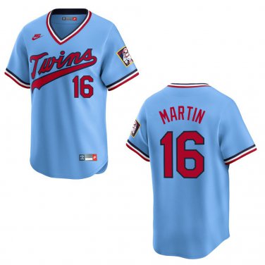 Twins #16 Austin Martin Light Blue Throwback Stitched Jersey