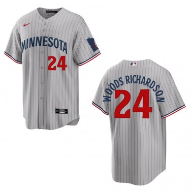 Twins #24 Simeon Woods Richardson Gray Stitched Jersey
