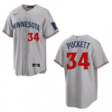 Twins #34 Kirby Puckett Gray Stitched Jersey