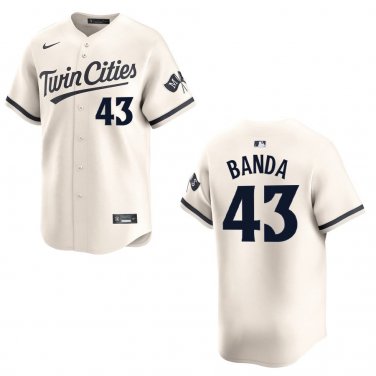 Twins #43 Anthony Banda Cream Stitched Jersey