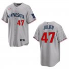 Twins #47 Edouard Julien Gray Stitched Jersey