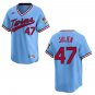 Twins #47 Edouard Julien Light Blue Throwback Stitched Jersey