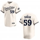 Twins #59 Jhoan Duran Cream Stitched Jersey